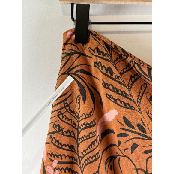 Marine Layer Womens Skirt Brown Ryan Midi Slip Sierra Foliage Tropical Boho 10 - Picture 7 of 10